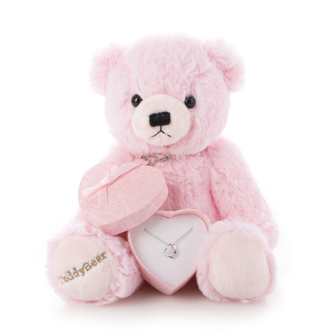 シアーズ Sears 天然ダイヤ ハート ネックレス レディース テディベア ぬいぐるみセット 7月 ルビー ピンクベア 1491-tdt-01-p7 テディベア:ピンク/7月ルビー