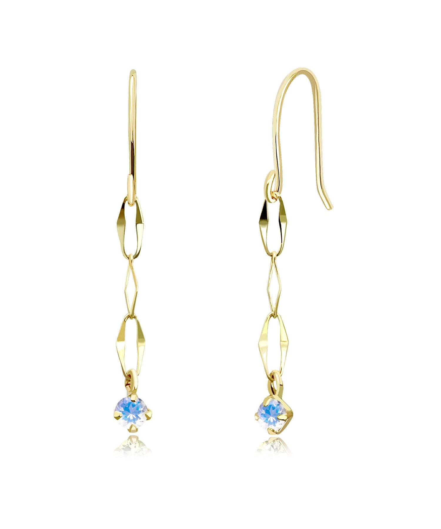 シアーズ Sears ピアス レディース K10 天然石 フックピアス チェーン 10金 ゴールド ブルームーンストーン シアーズ 女性 誕生日プレゼント