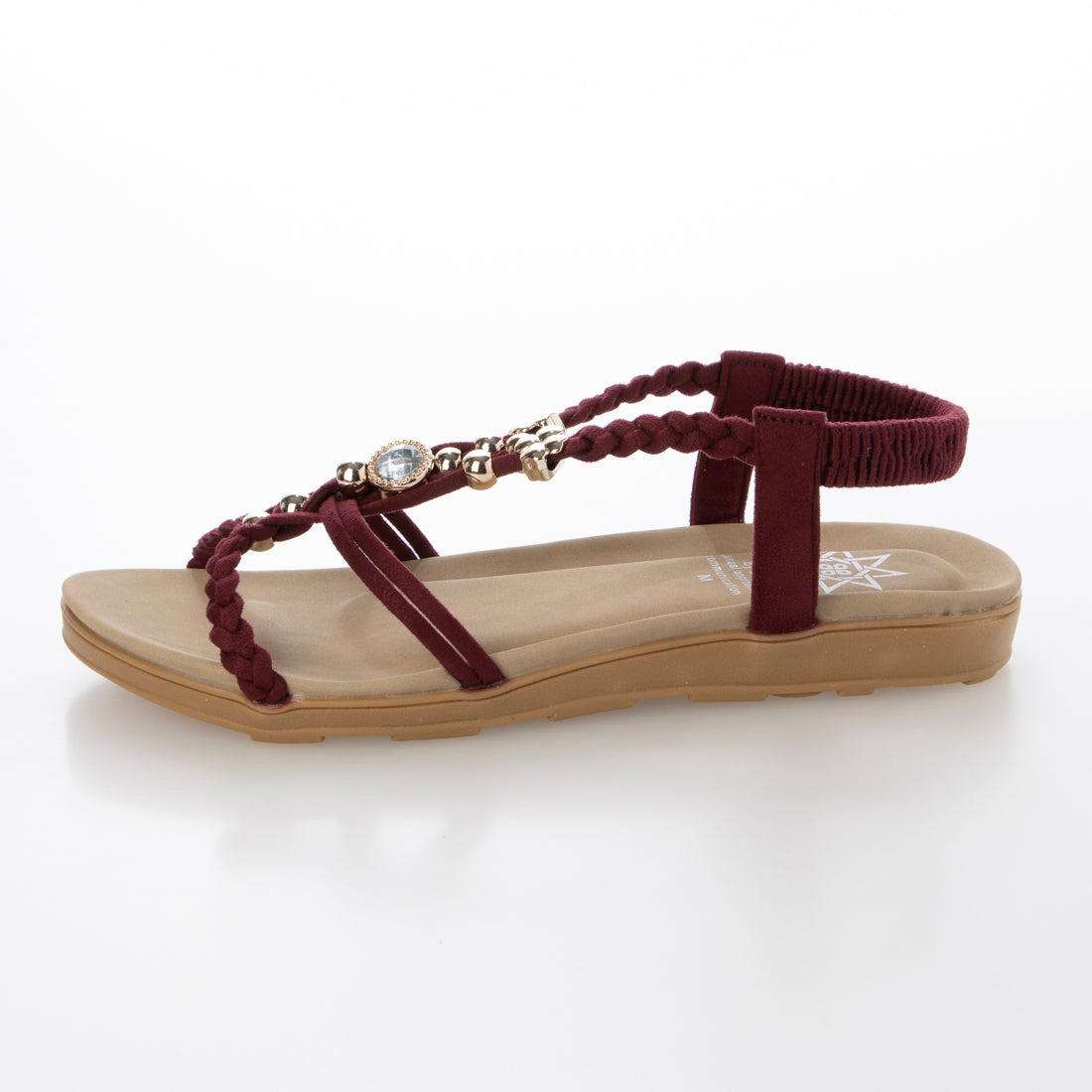 パレード Parade ビジュー付きフラットサンダル 4413 (ワイン) ワイン