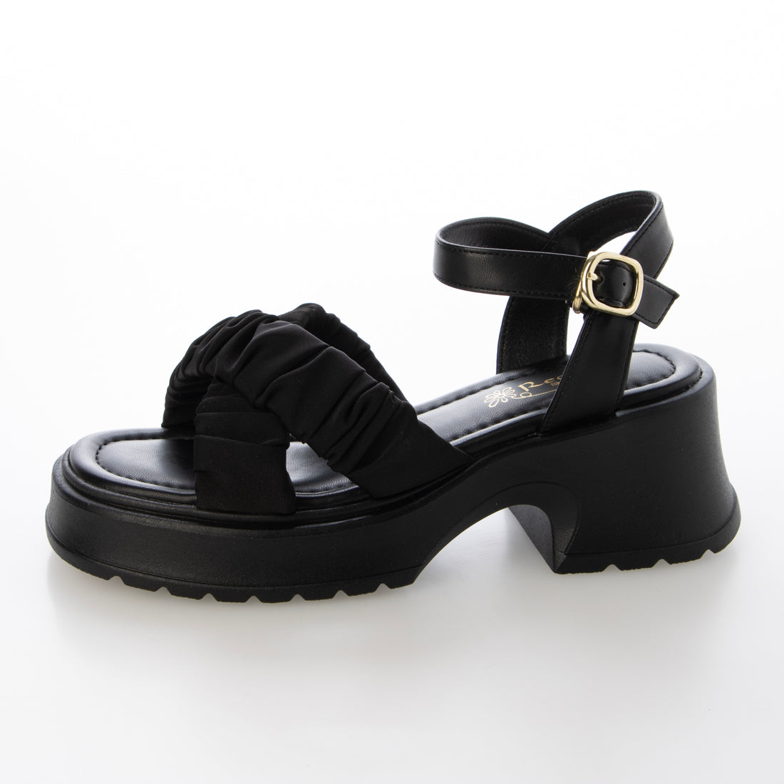 パレード Parade 【厚底】トラックソール ギャザークロスベルトサンダル 6311-WK (ブラック) ブラック