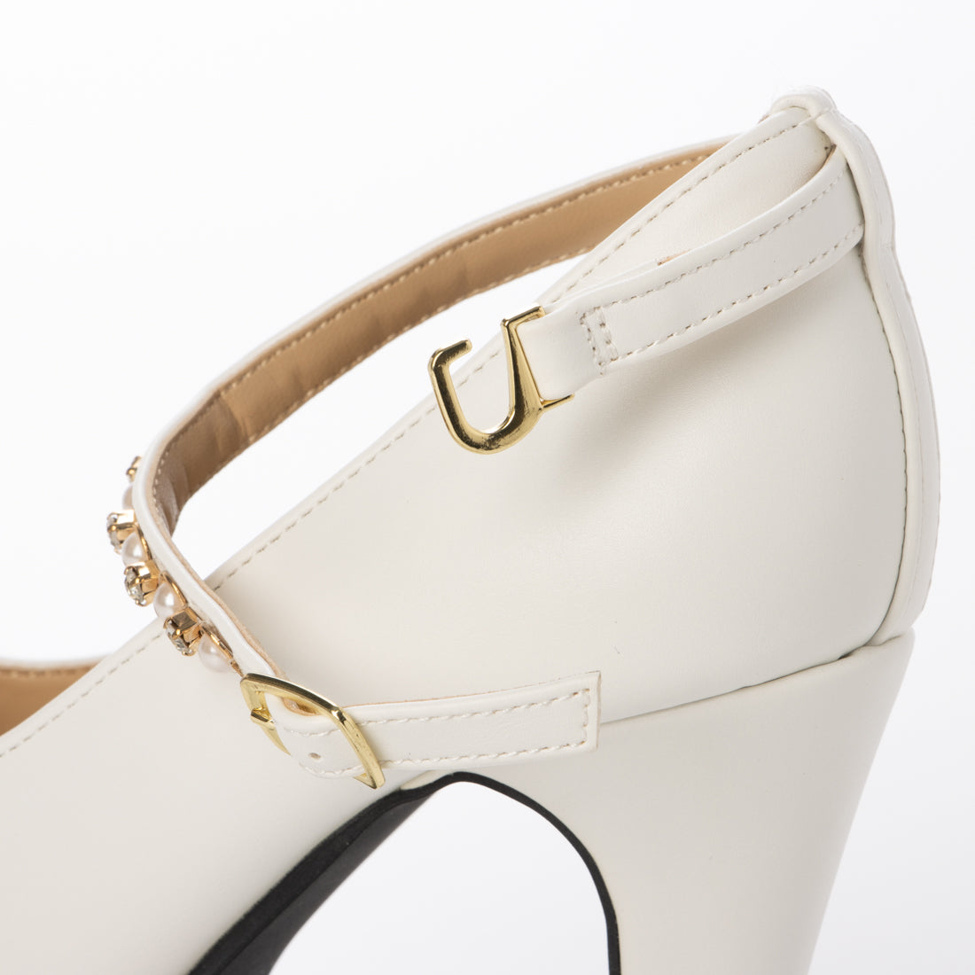 パレード Parade 【厚底】パールストラップハイヒールパンプス 6565-WK (ホワイトスムース) ホワイトスムース