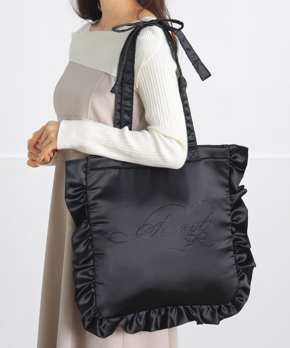 シークレットドア SecretDoor リボン ラインストーン トートバッグ フリル A4 ラレーヌ