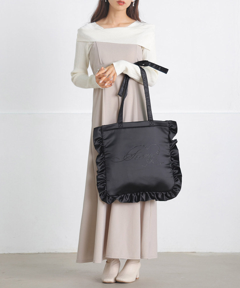 シークレットドア SecretDoor リボン ラインストーン トートバッグ フリル A4 ラレーヌ