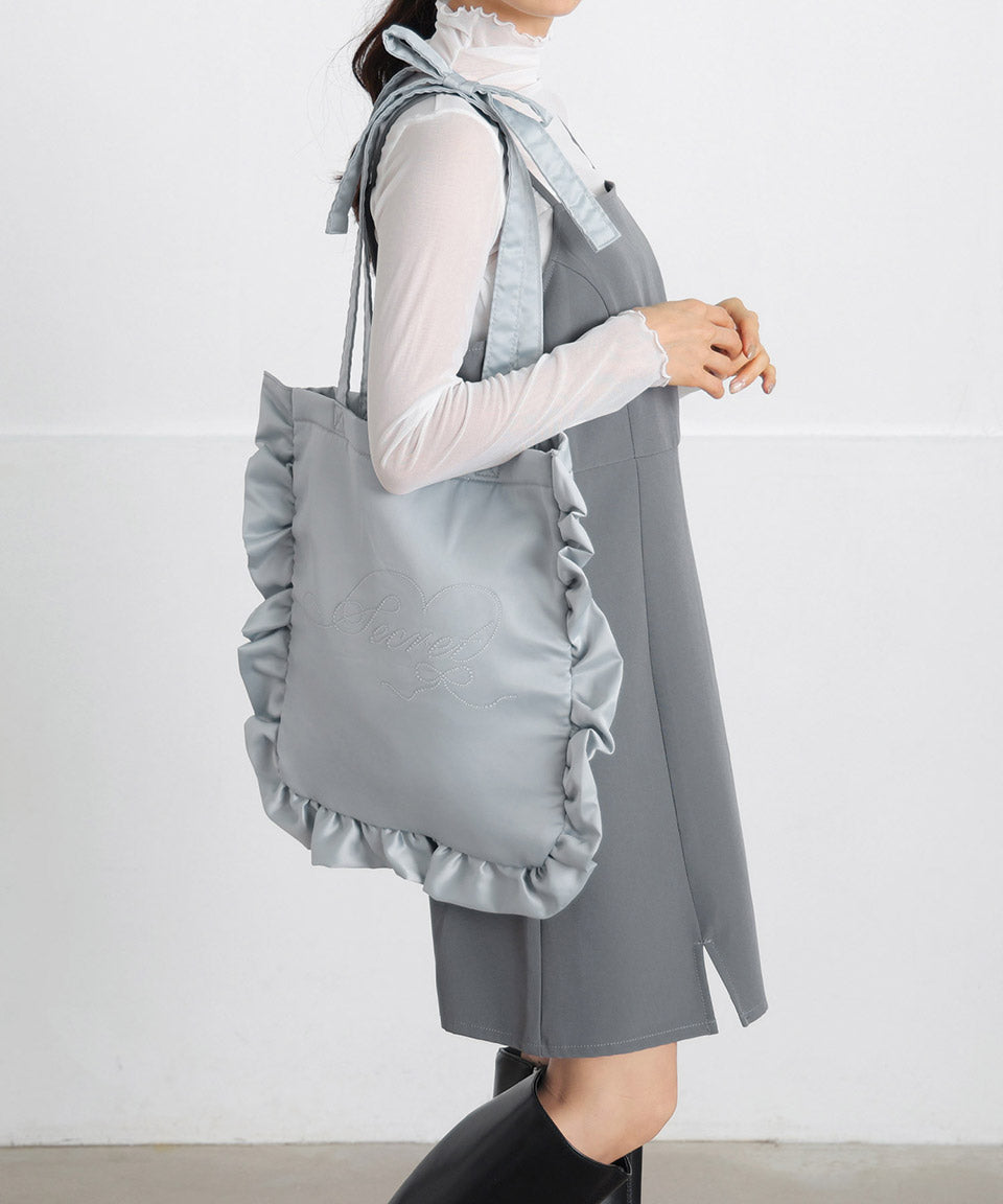 シークレットドア SecretDoor リボン ラインストーン トートバッグ フリル A4 ラレーヌ