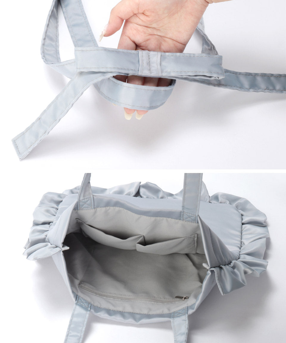 シークレットドア SecretDoor リボン ラインストーン トートバッグ フリル A4 ラレーヌ