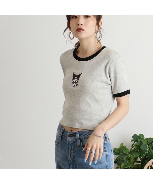 サンリオ Sanrio クロミ Tシャツ ちびT サンリオ キャラクターズ 刺繍 レディース ショート丈 半袖