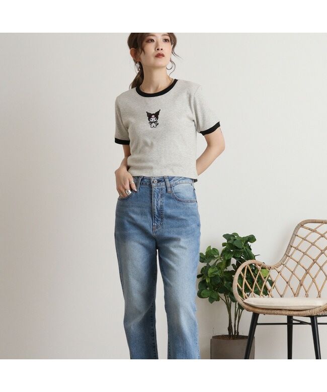 サンリオ Sanrio クロミ Tシャツ ちびT サンリオ キャラクターズ 刺繍 レディース ショート丈 半袖