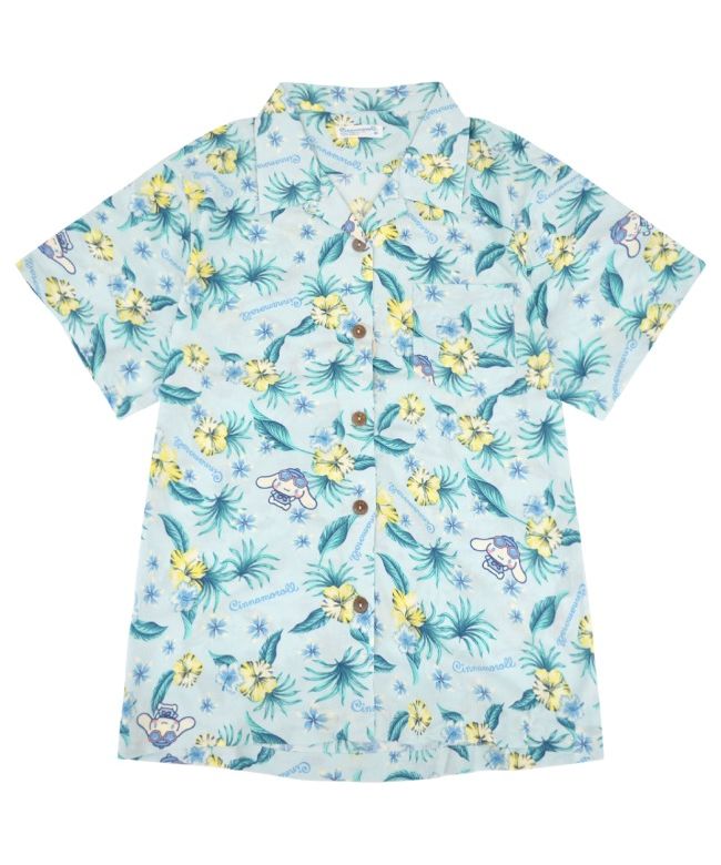 サンリオ Sanrio シナモロールアロハ シャツ 半袖 夏 海 総柄 aloha レディース ハワイ サンリオ キャラクターズ (サックス) サックス