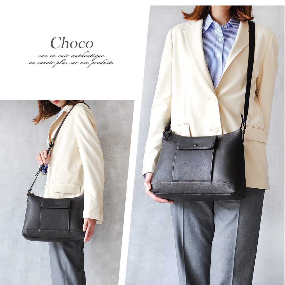 サベット Sabet くるみボタンフラップポケット付きショルダーバッグ (ブラック) ブラック