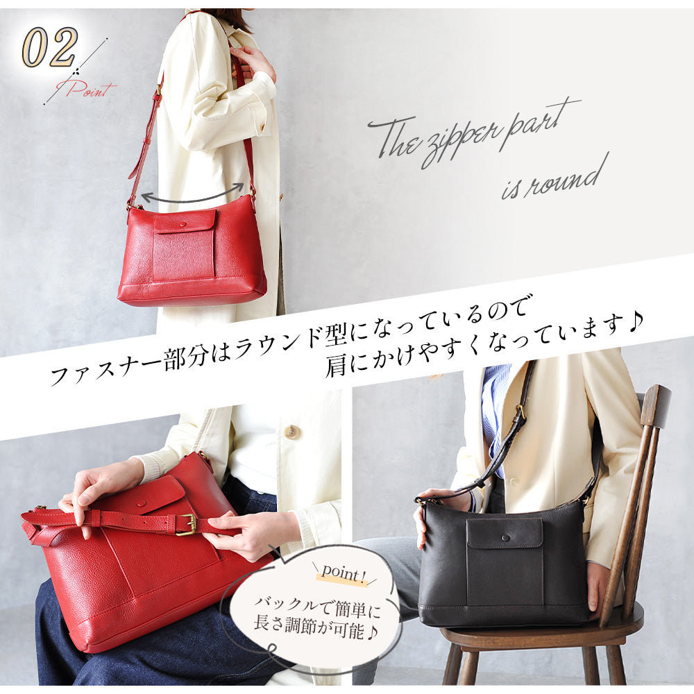 サベット Sabet くるみボタンフラップポケット付きショルダーバッグ (ブラック) ブラック