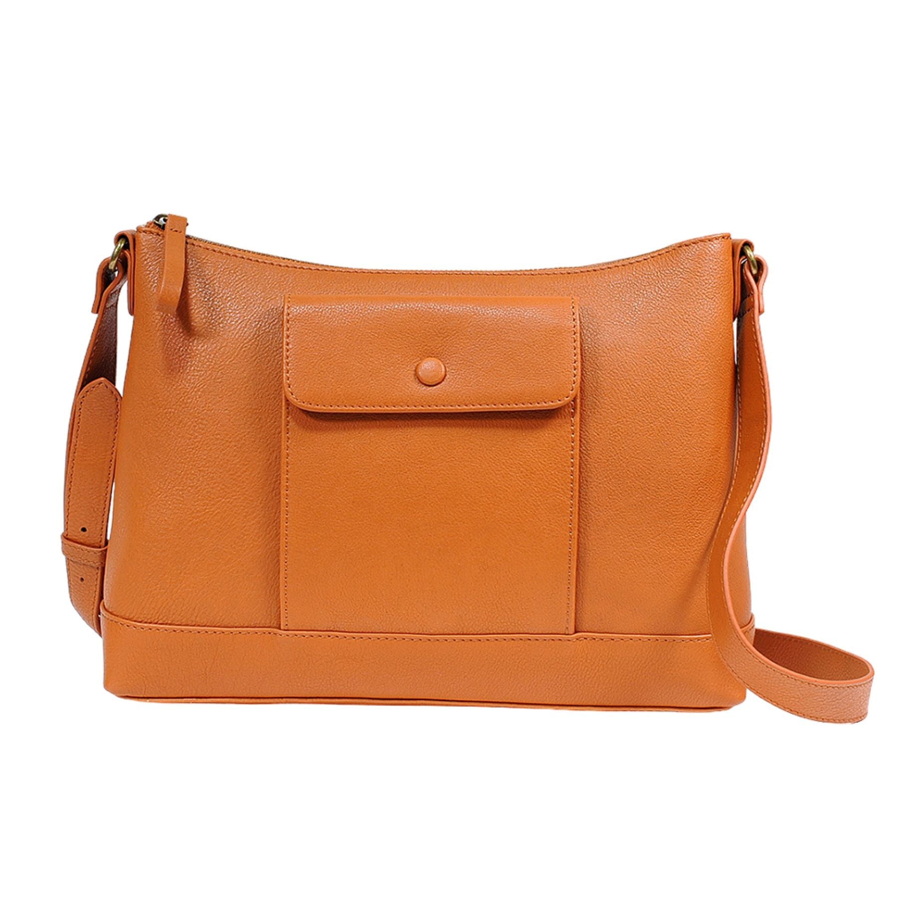 サベット Sabet くるみボタンフラップポケット付きショルダーバッグ (キャメル) キャメル