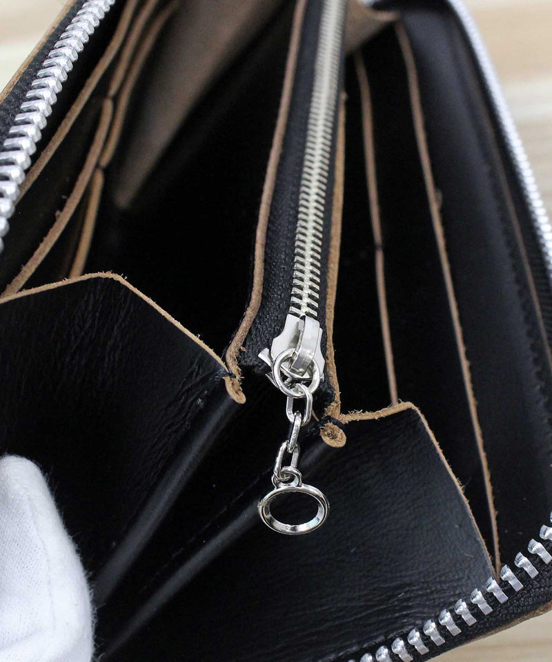 ショット Schott ONE STAR ZIP WALLET 本革 長財布 ワンスター ジップウォレット ブラック 本革 レザー 財布 サイフ 星 スタッズ メンズ ブランド (ブラック) ブラック