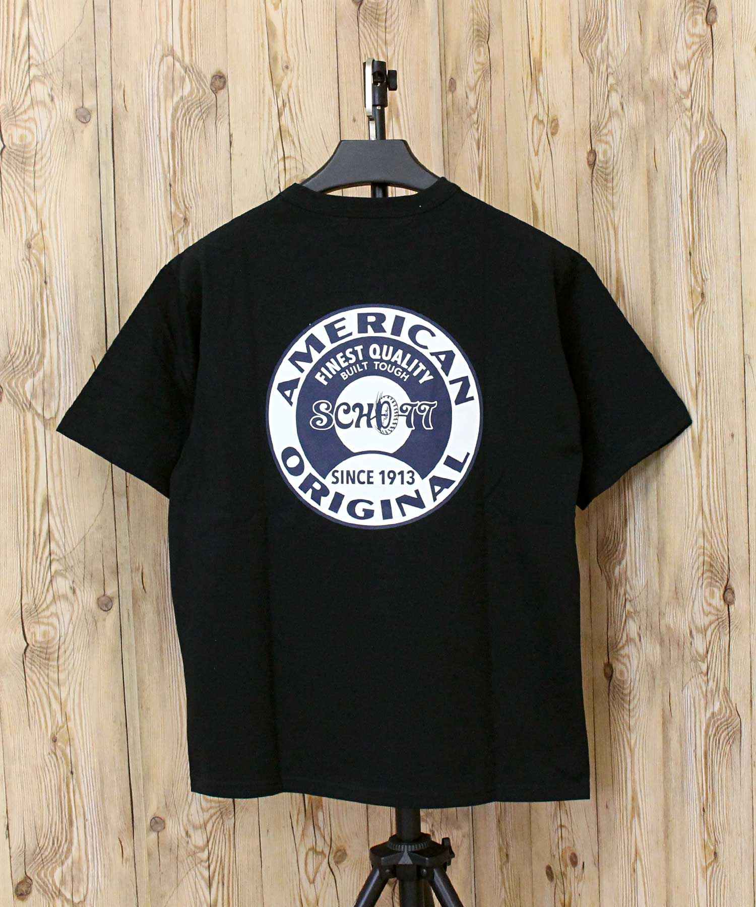 ショット Schott T-SHIRT OVALSIGN 半袖 Tシャツ オーバルサイン サークルロゴ 綿100% コットン トップス メンズ 人気 ブランド 春 夏 (1-ブラック) 1-ブラック