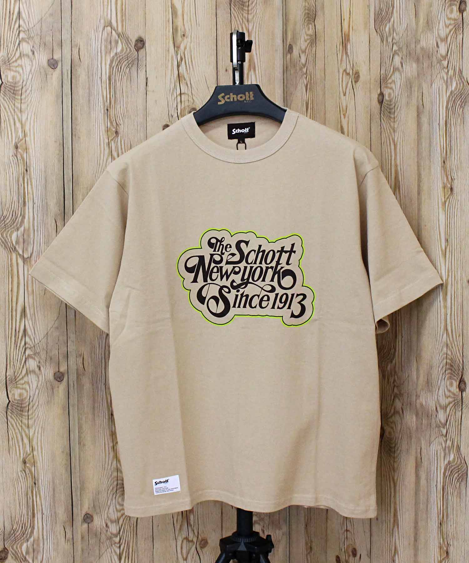 ショット Schott T-SHIRT CURSIVE SCRIPT カーシヴ スクリプト プリント 半袖 Tシャツ 綿100% コットン トップス メンズ 人気 ブランド 春 夏 (3-ネイビー) 3-ネイビー