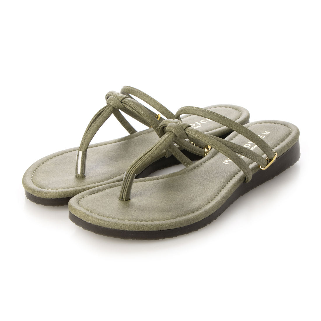 トング フラット サンダル 日本製 コンフォート ストラップサンダル レディース ぺたんこサンダル コルク グラディエーター 母の日 Lグリーン