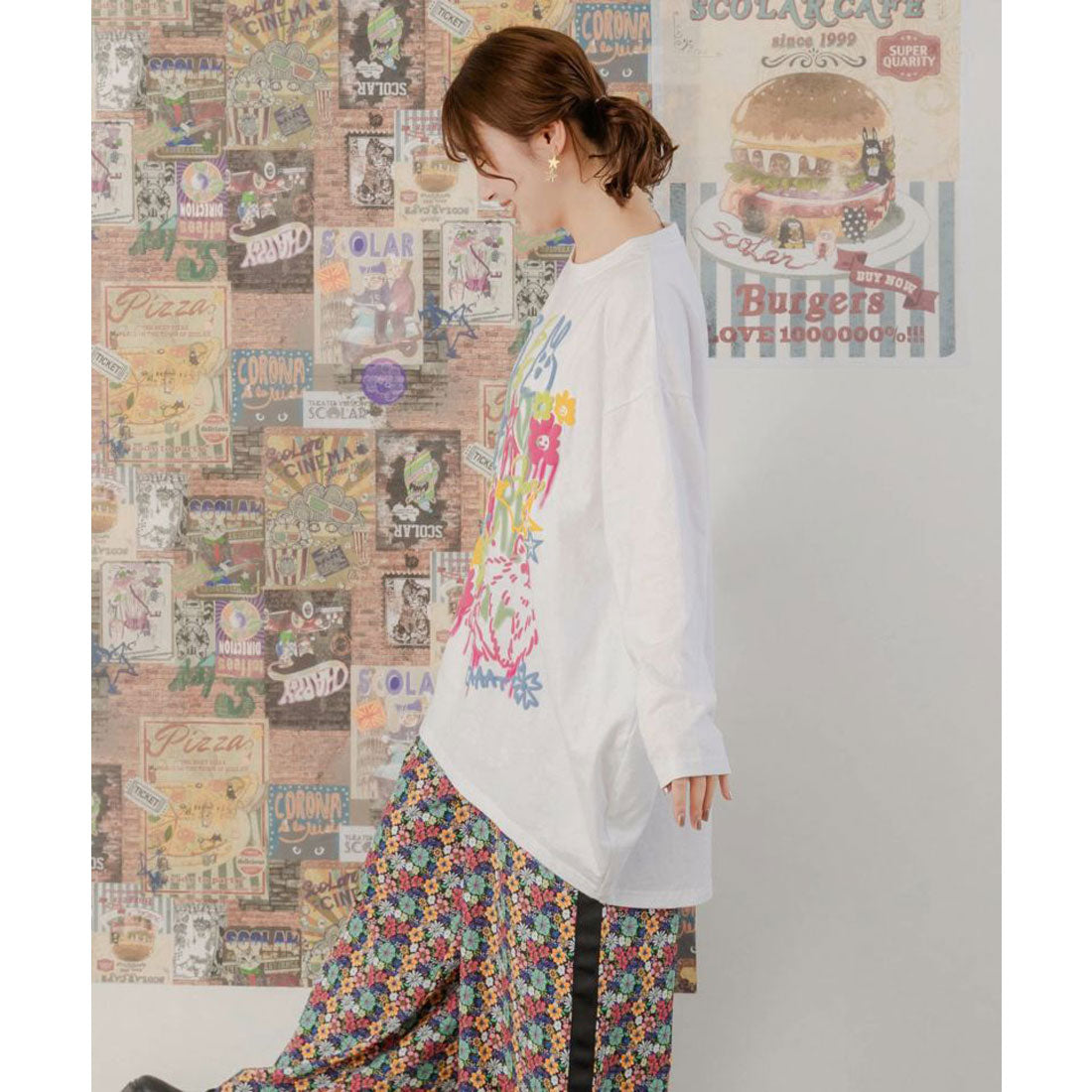 ScoLar ScoLar Animal Doodle Pattern Foam Print Tunic