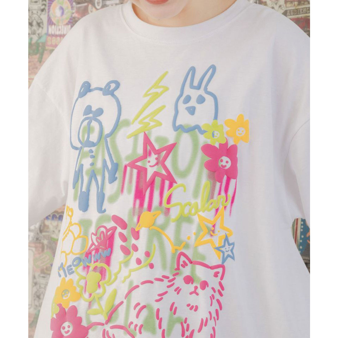 ScoLar ScoLar Animal Doodle Pattern Foam Print Tunic