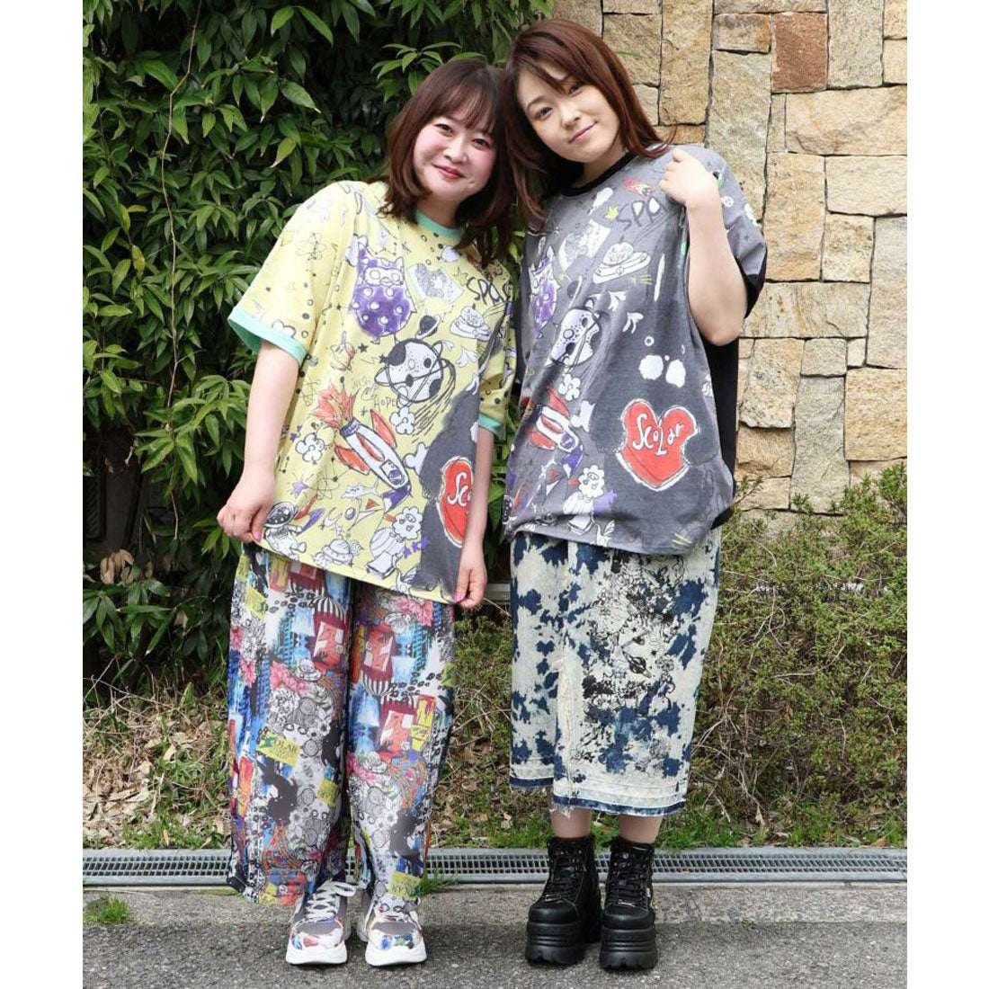 スカラー ScoLar ラビルとフクミンらくがき風 バイカラープルオーバー (イエロー) イエロー