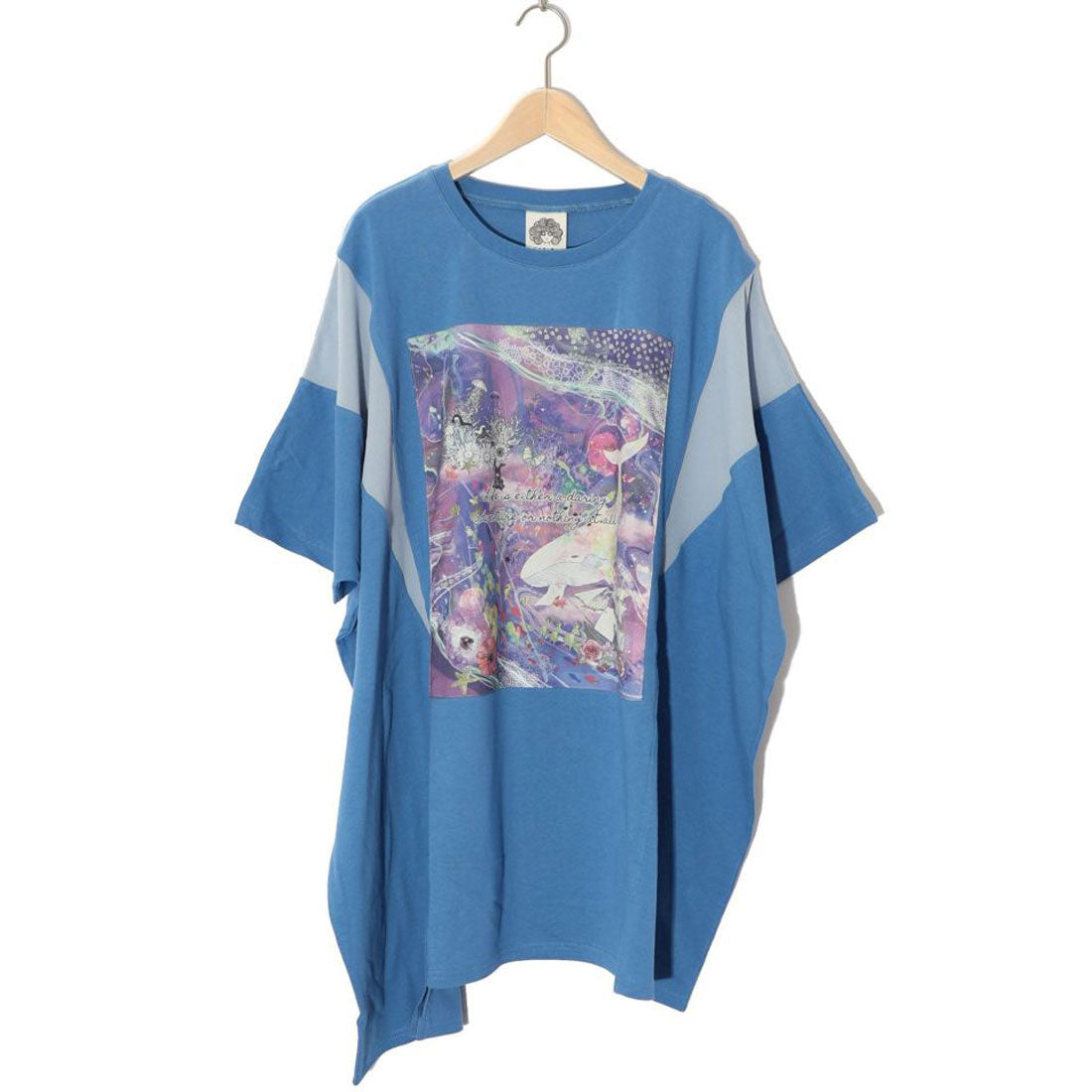 スカラー ScoLar メルヘンな海とクジラ柄 シフォン切替チュニック （オフホワイト） スカラー ScoLar メルヘンな海とクジラ柄 シフォン切替