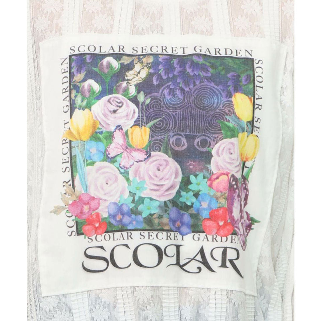 スカラー ScoLar 花アップリケレースプルオーバー (オフホワイト) オフホワイト