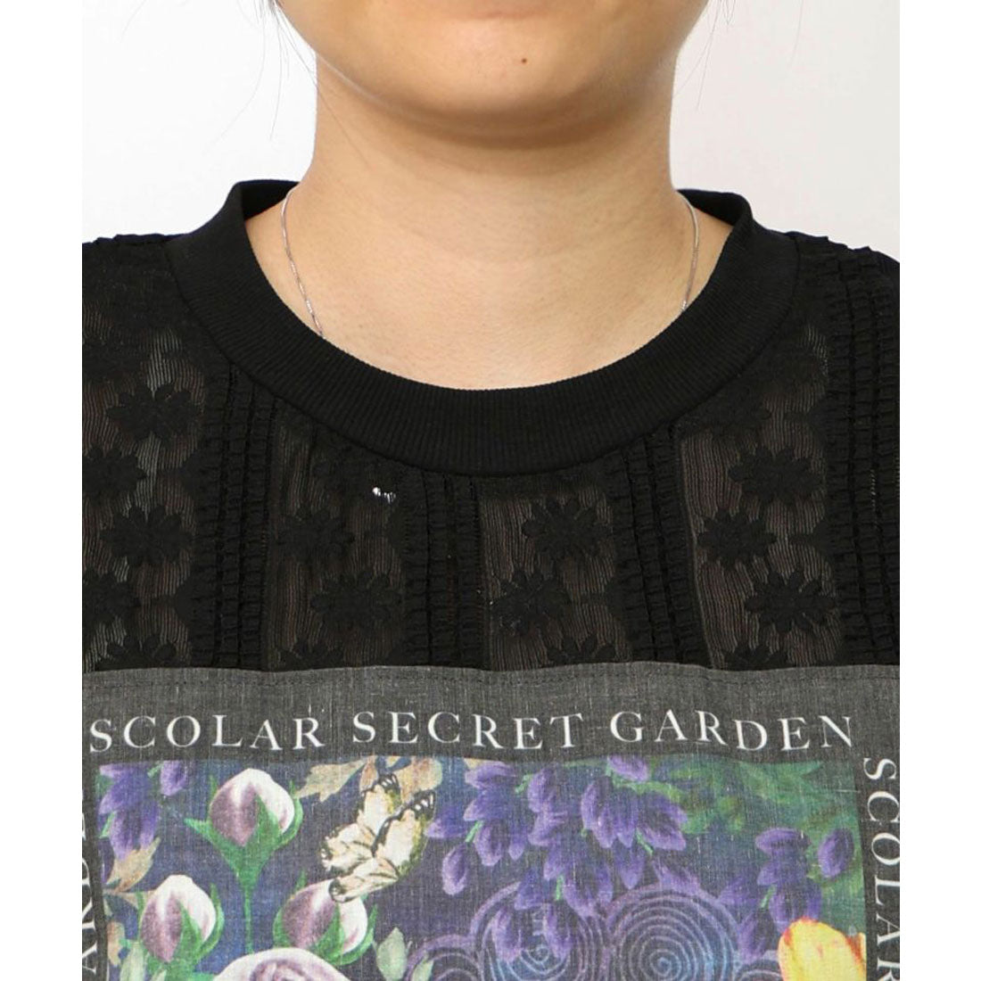 スカラー ScoLar 花アップリケレースプルオーバー (オフホワイト) オフホワイト