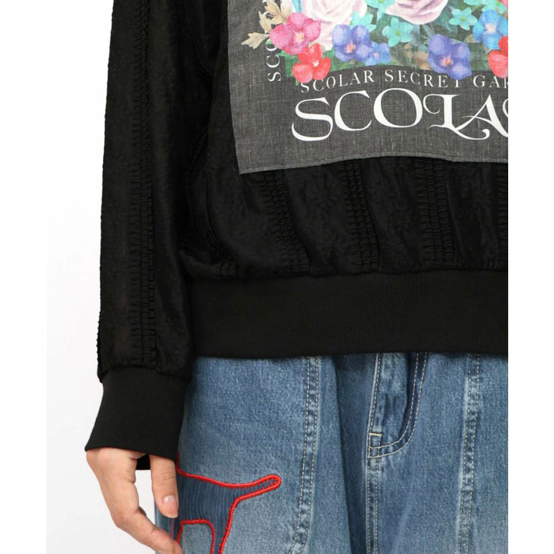 スカラー ScoLar 花アップリケレースプルオーバー (オフホワイト) オフホワイト