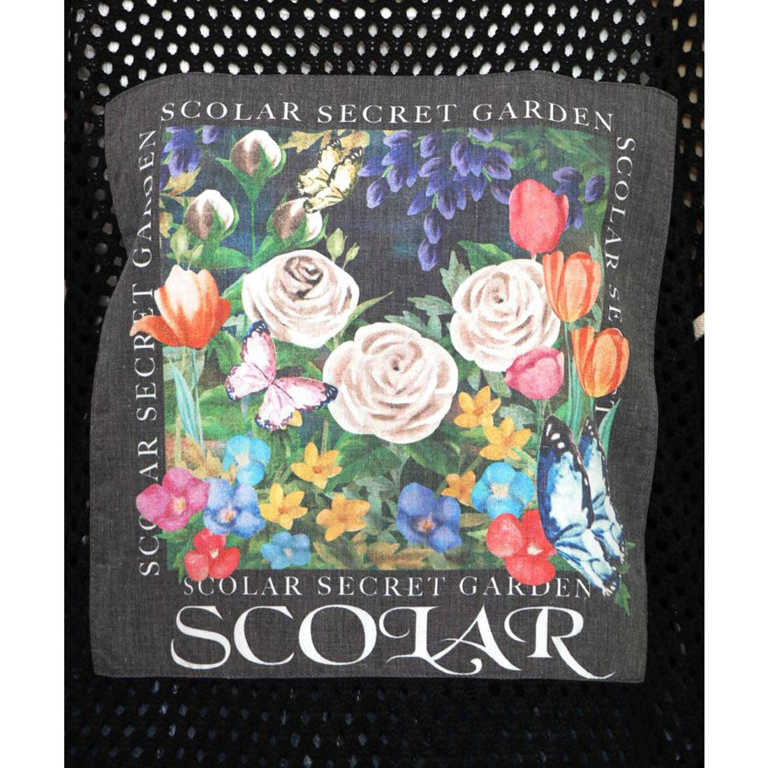 スカラー ScoLar 花アップリケ2WAYメッシュプルオーバー (ブラック) ブラック