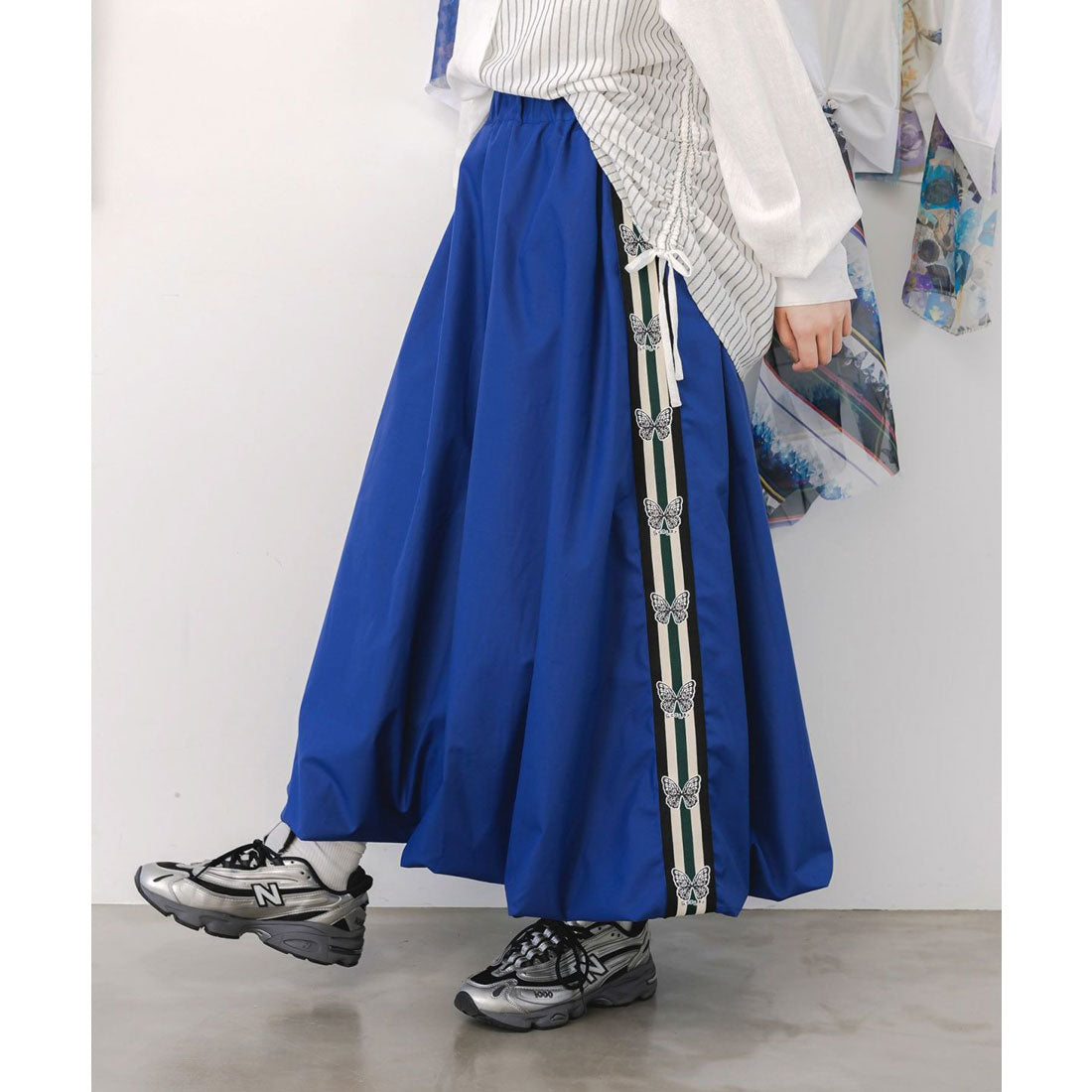 スカラー ScoLar 蝶ラインテープバルーンスカート (ネイビー) ネイビー