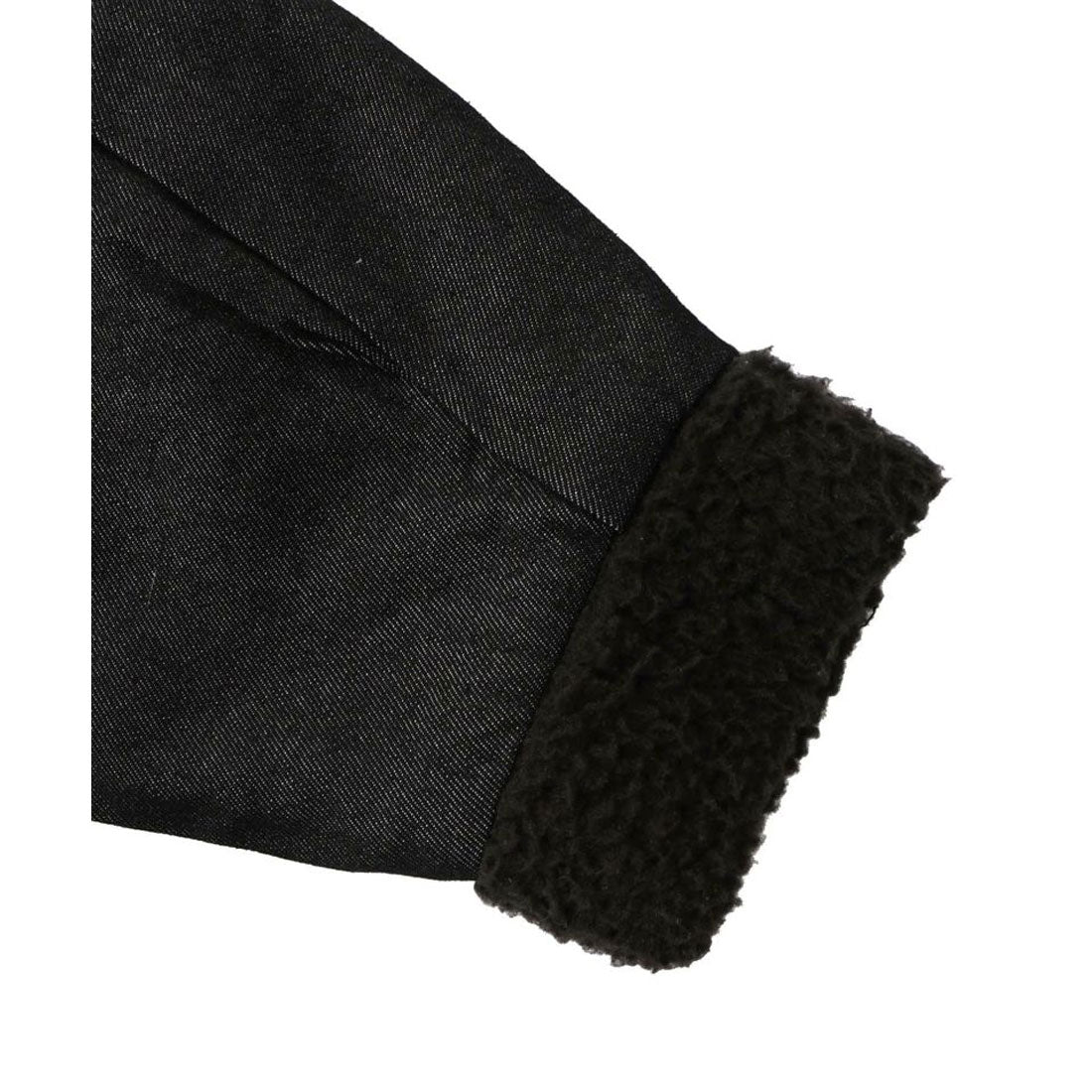 スカラー ScoLar 落書きモザイク柄デニム×ボアジャケット (ネイビー) ネイビー