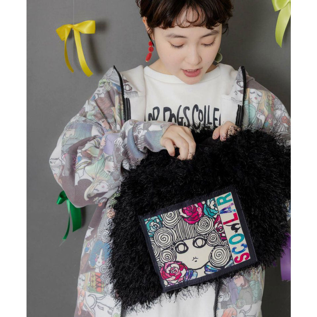 スカラー ScoLar スカラーちゃんのもこもこピレネーショルダーバッグ (ブラック) ブラック