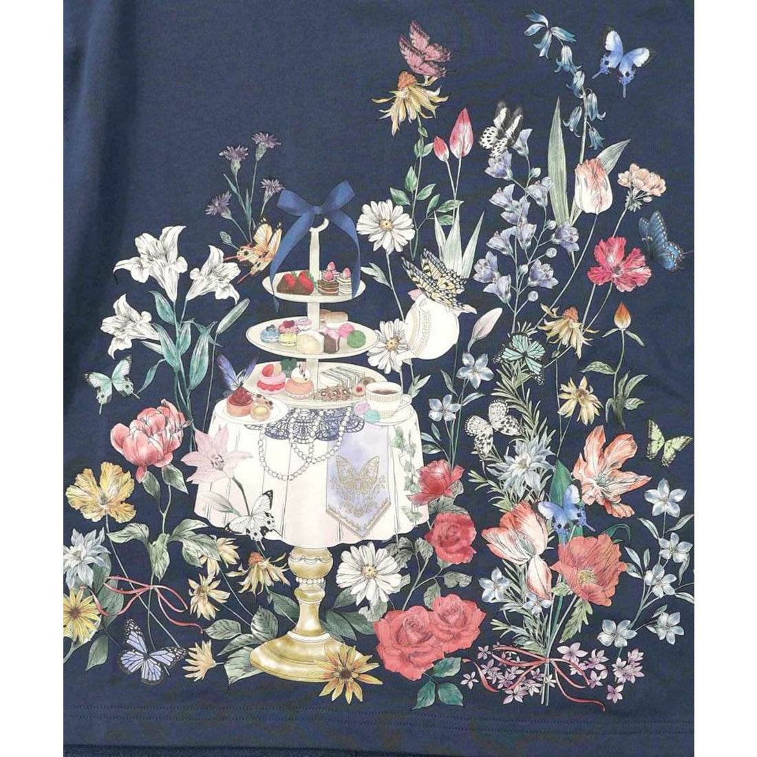 スカラー ScoLar アフタヌーンティーパーティー柄プルオーバー (ブラック) ブラック