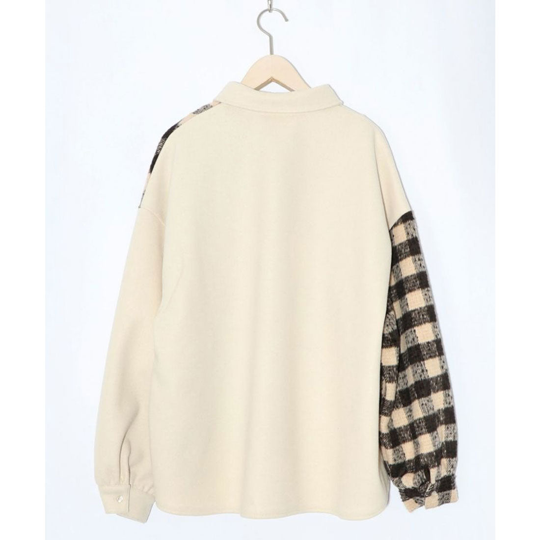 スカラー ScoLar POP刺繍×チェック柄シャツ (アイボリー) アイボリー