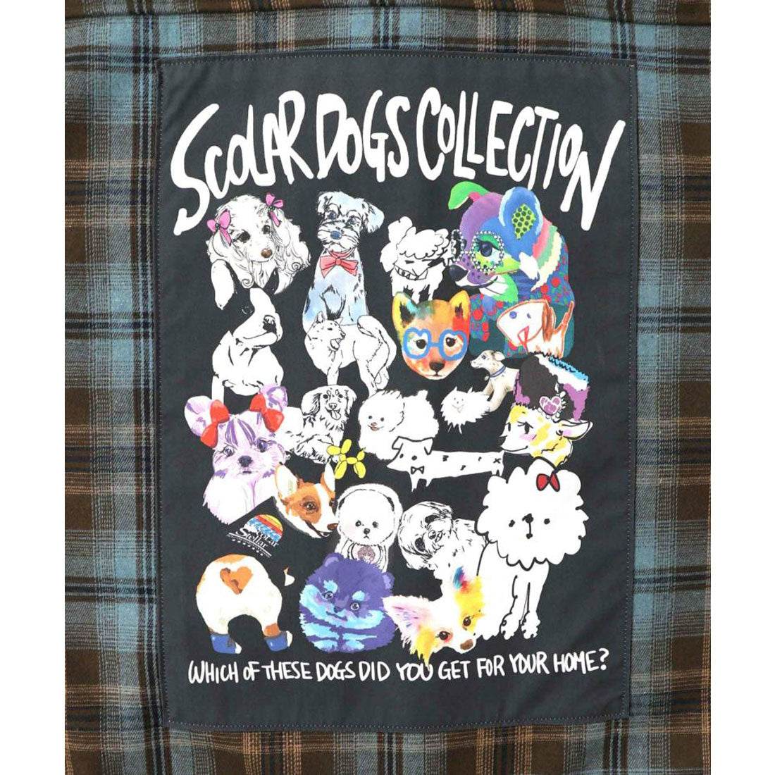 スカラー ScoLar わんコレ柄ネルチェック×ボアシャツアウター (ブラウン) ブラウン