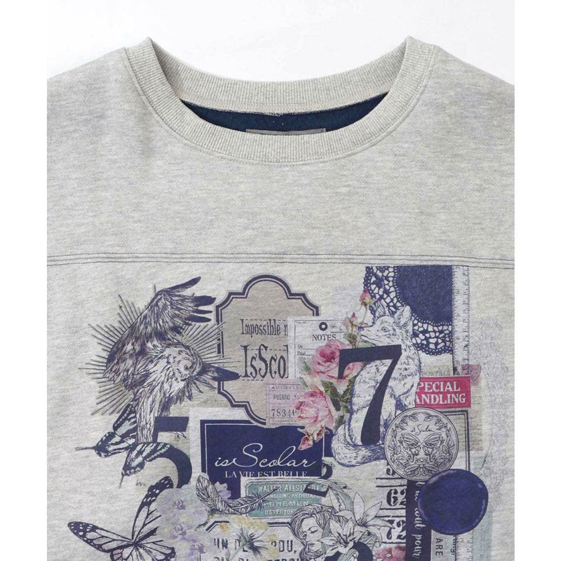 スカラー ScoLar コラージュ柄裏起毛ワンピース (ブラック) ブラック