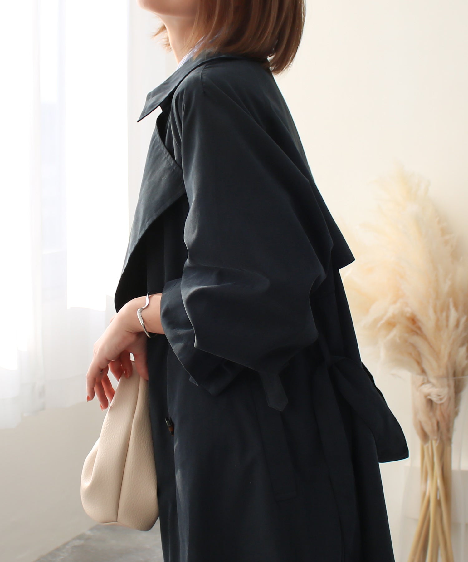 ソーシャルガール SocialGIRL キャンディー袖BIGトレンチコート (aネイビー) aネイビー