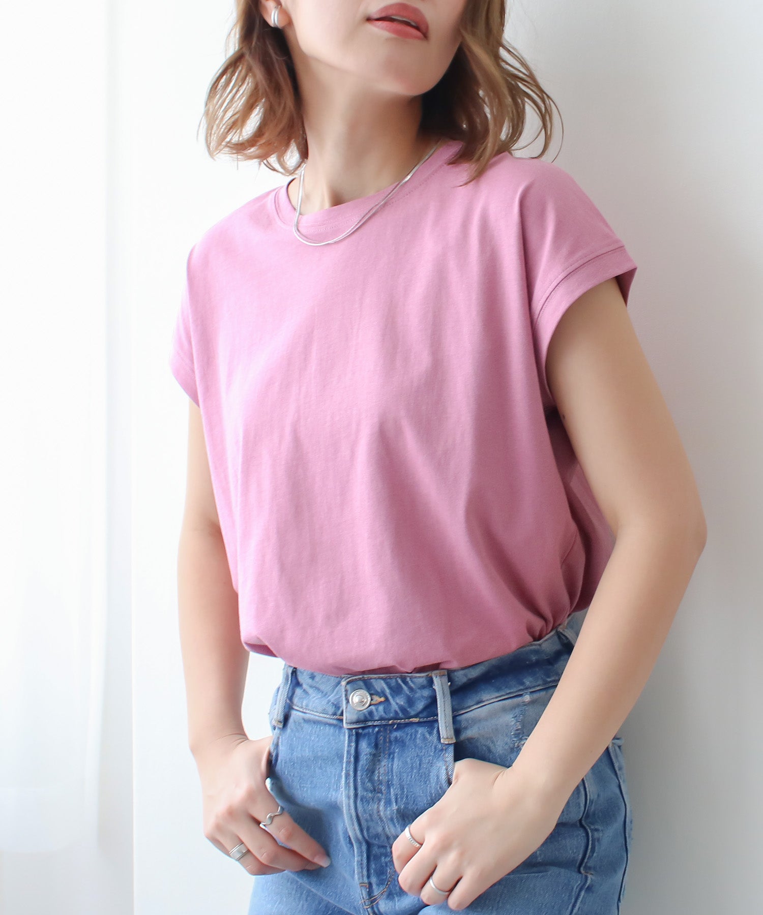 ソーシャルガール SocialGIRL フレンチスリーブトップス (ピンク) ピンク