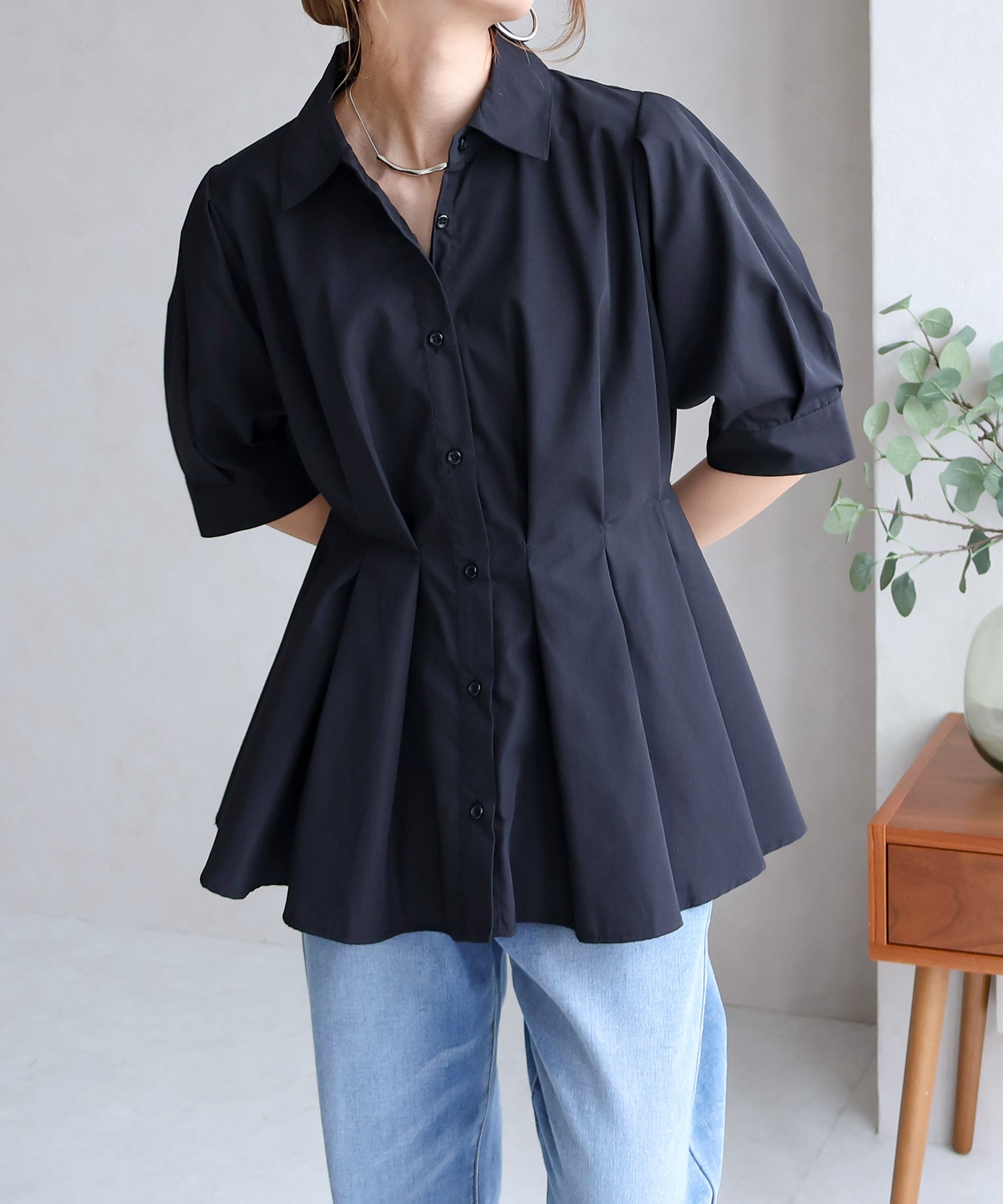 ソーシャルガール SocialGIRL ウエストタックシャツ (ブラック) ブラック