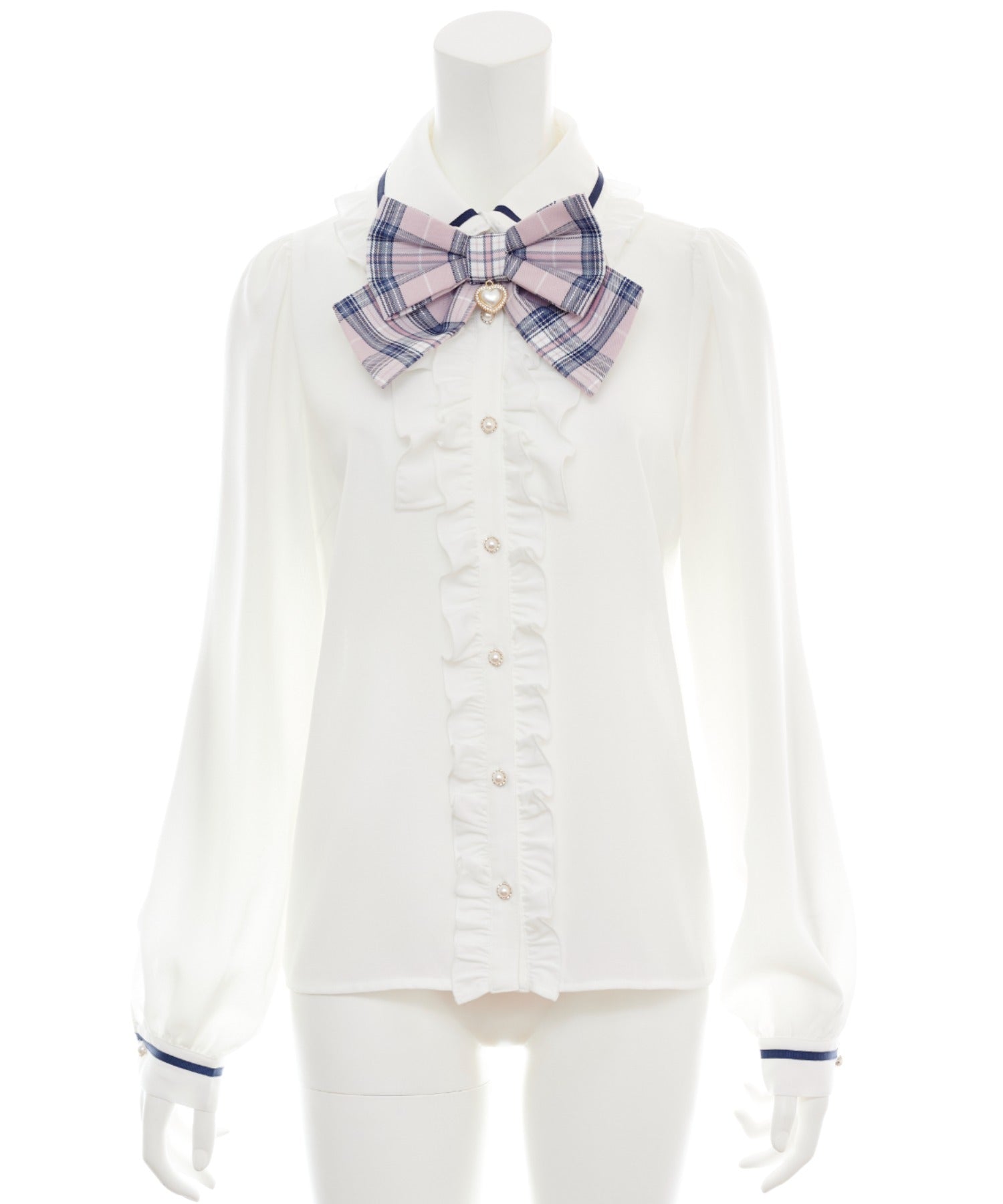 シークレットハニー Secret Honey チェックリボン付ダブルフリルブラウス