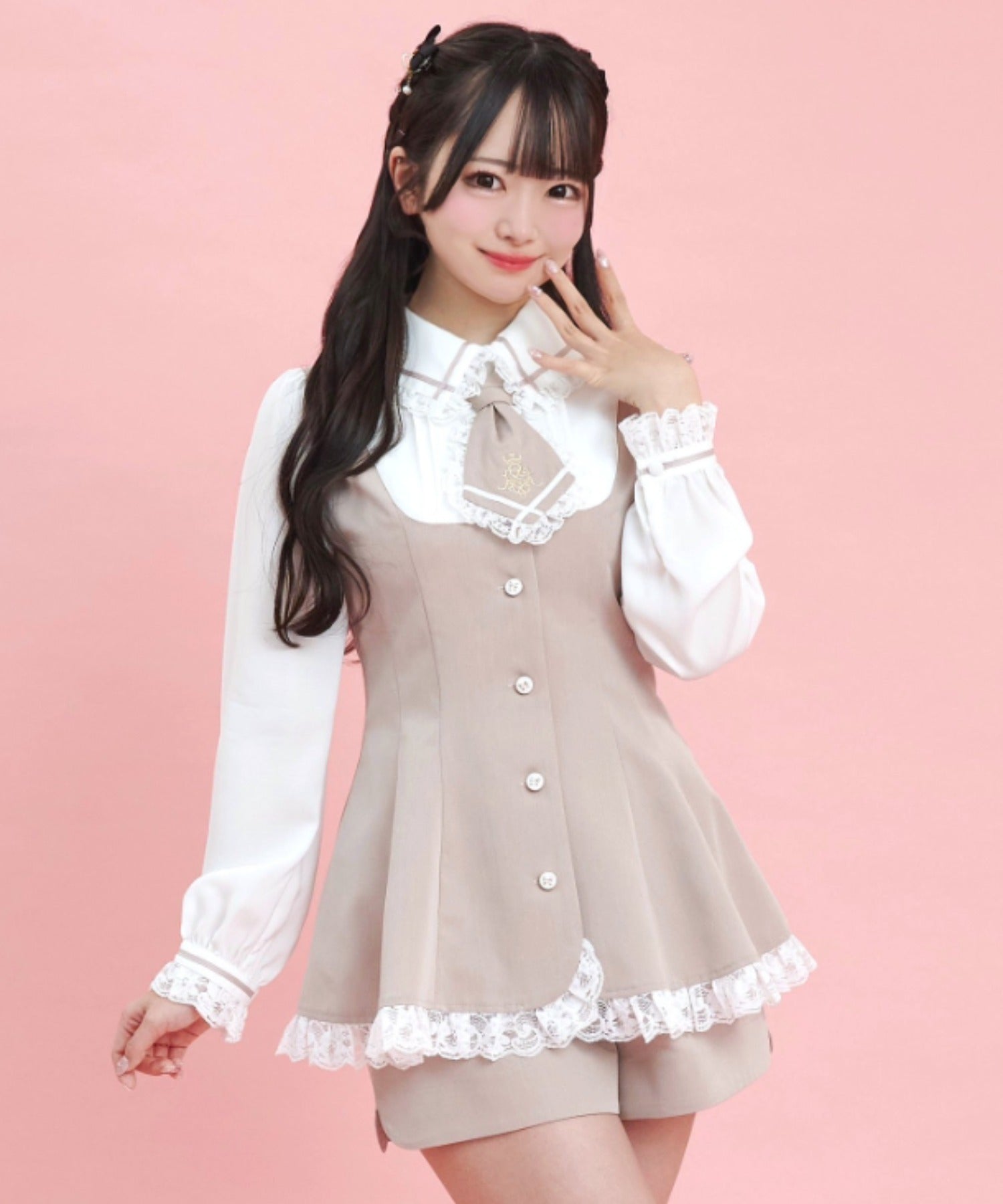 シークレットハニー Secret Honey ネクタイ付きラウンドカットセットアップ