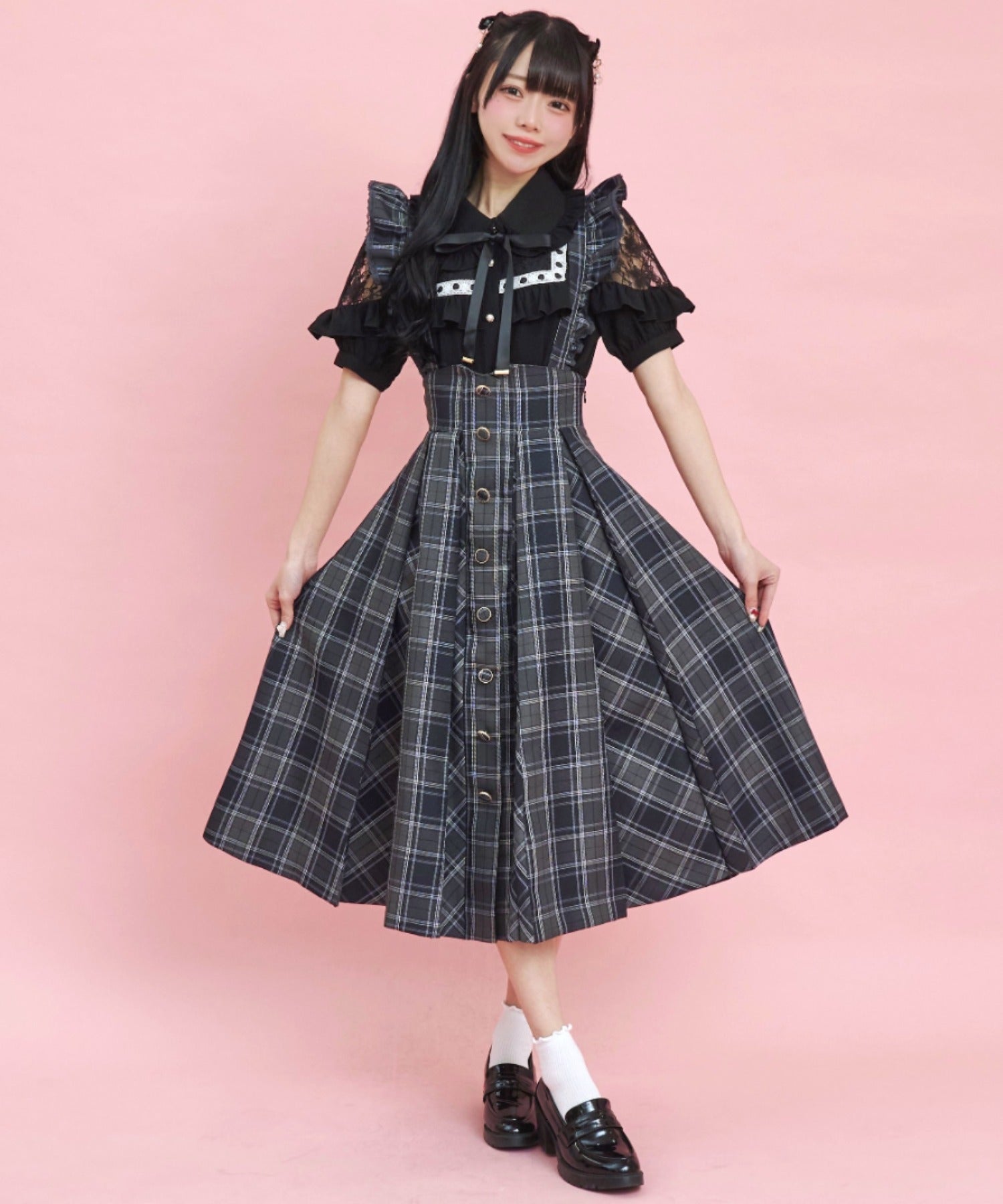 シークレットハニー Secret Honey スクエアレースヨークブラウス (クロ) クロ