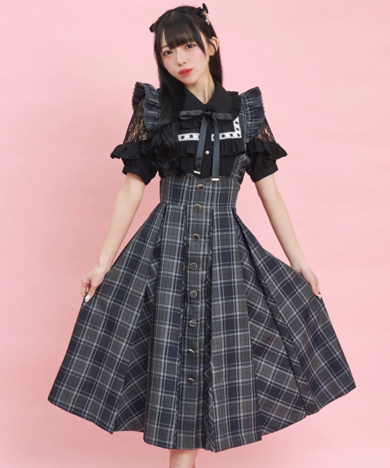 シークレットハニー Secret Honey スクエアレースヨークブラウス (クロ) クロ