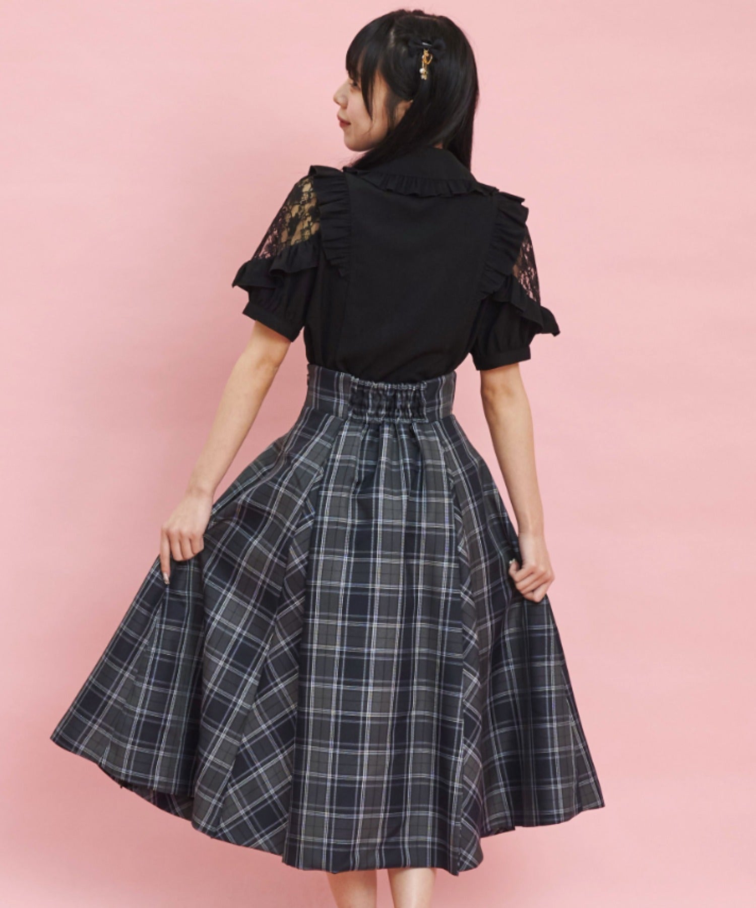 シークレットハニー Secret Honey スクエアレースヨークブラウス (クロ) クロ