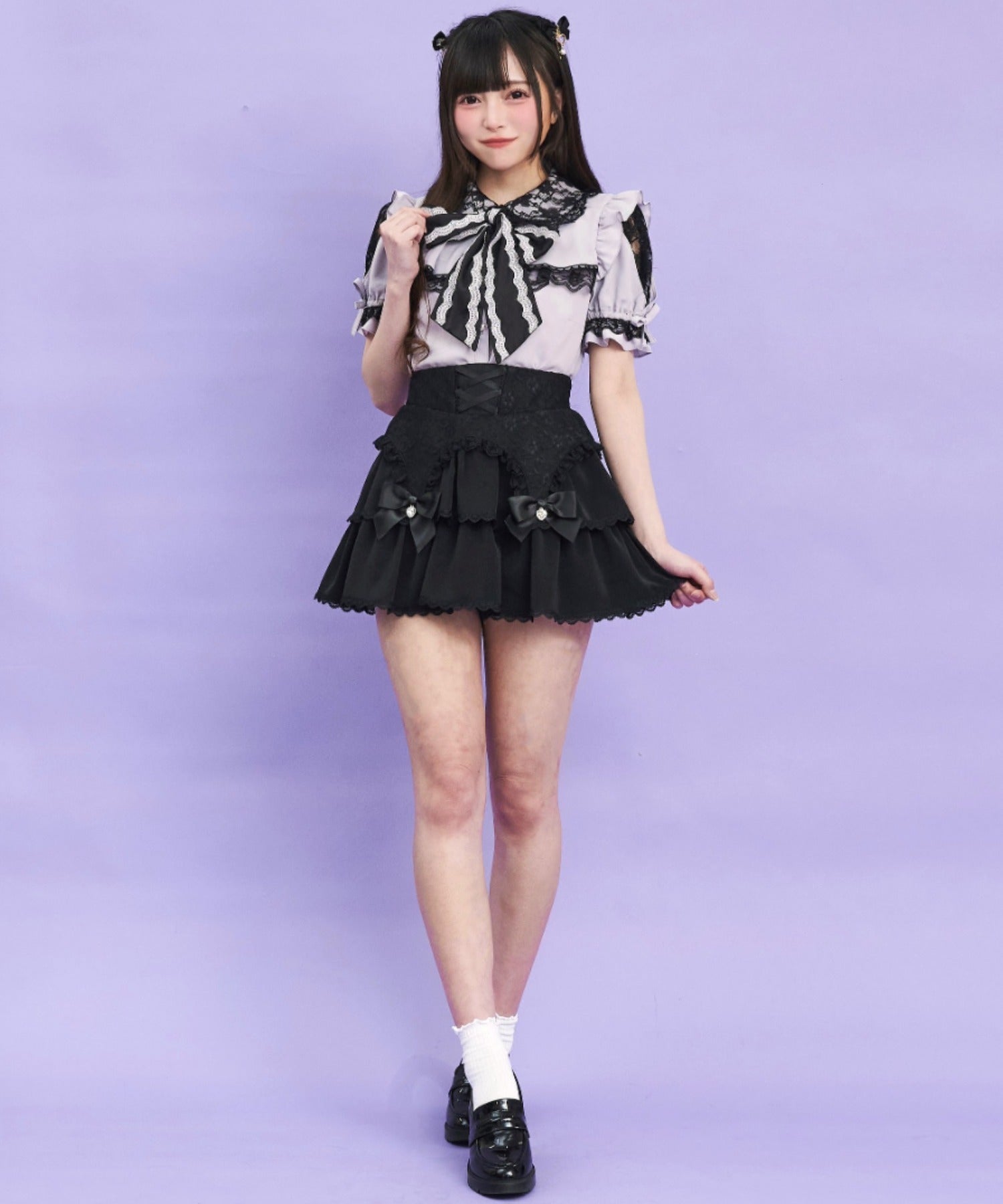 シークレットハニー Secret Honey スリット袖ボレロ切替ブラウス (グレー) グレー