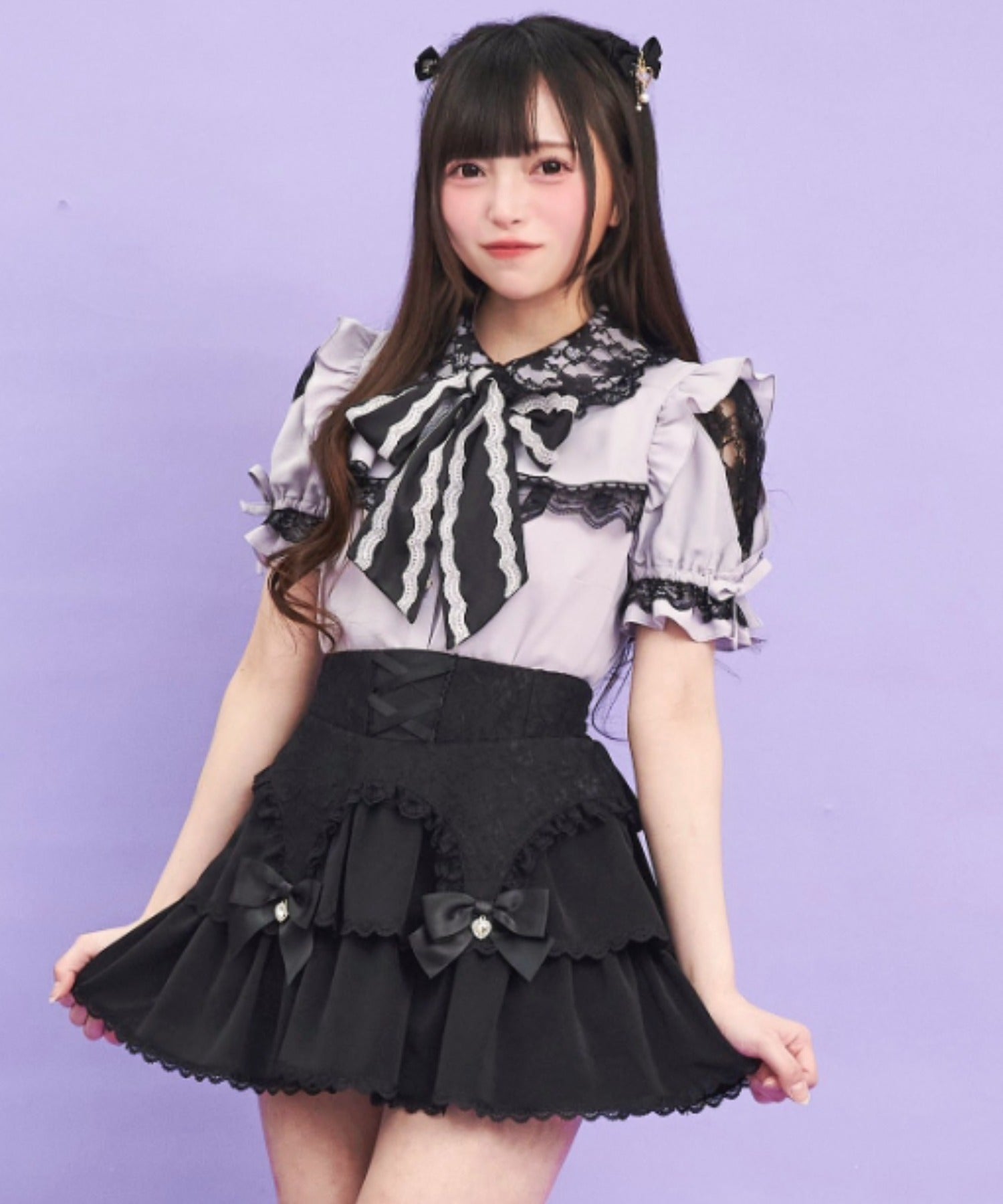 シークレットハニー Secret Honey スリット袖ボレロ切替ブラウス (グレー) グレー