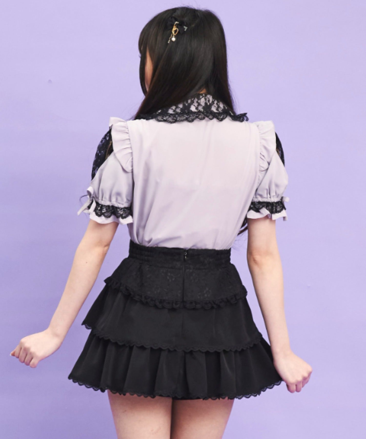 シークレットハニー Secret Honey スリット袖ボレロ切替ブラウス (グレー) グレー