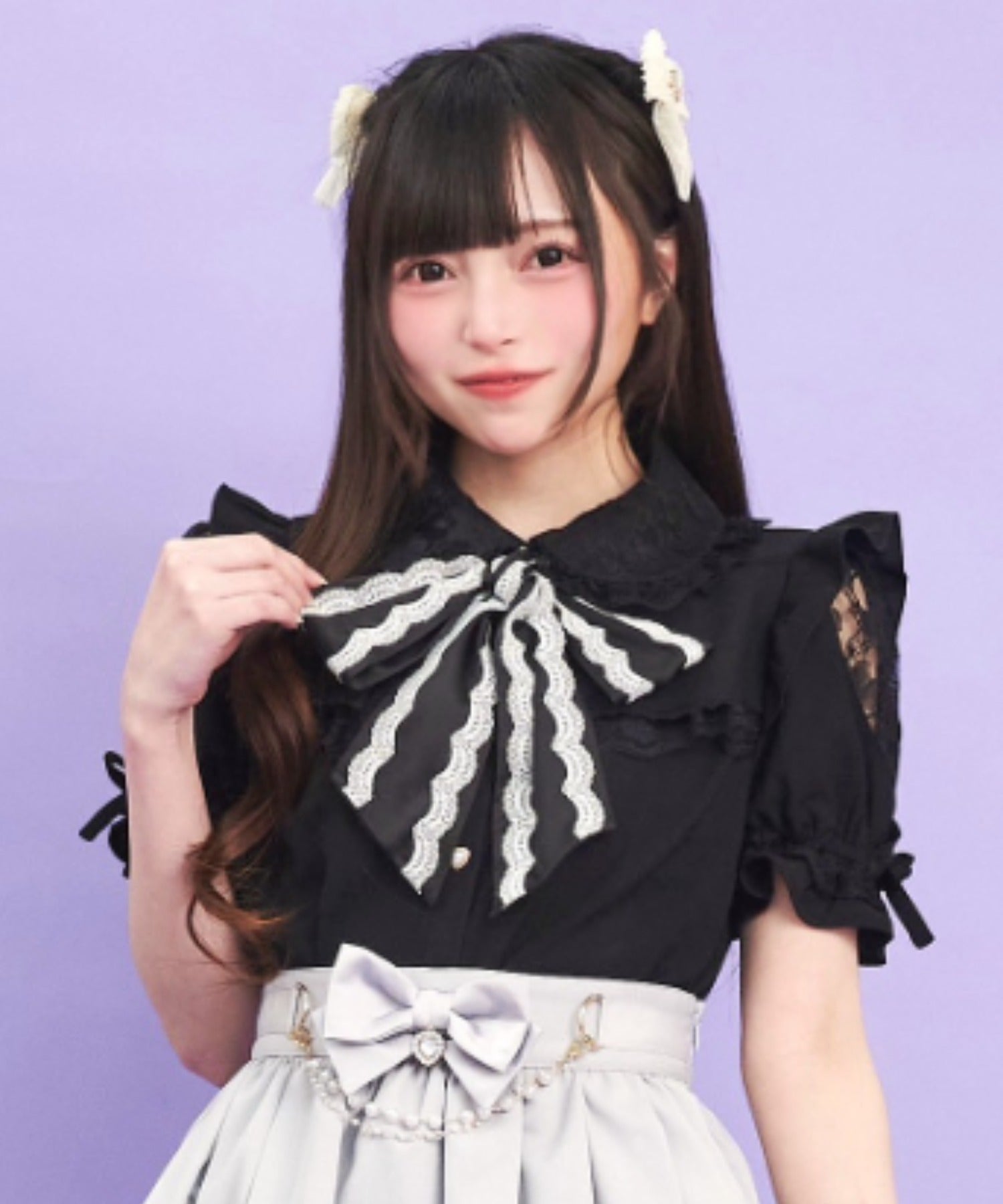 シークレットハニー Secret Honey スリット袖ボレロ切替ブラウス (クロ) クロ