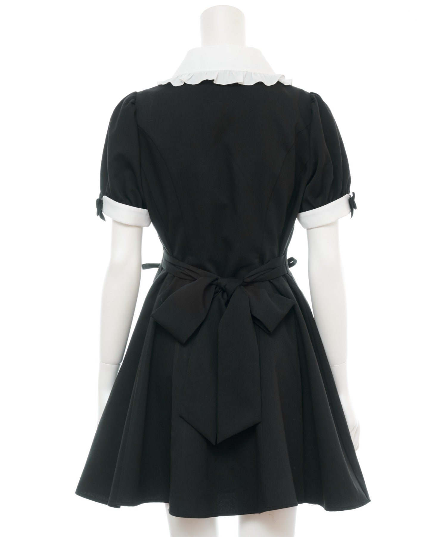 シークレットハニー Secret Honey ウエストレースアップ半袖ワンピース (クロ) クロ