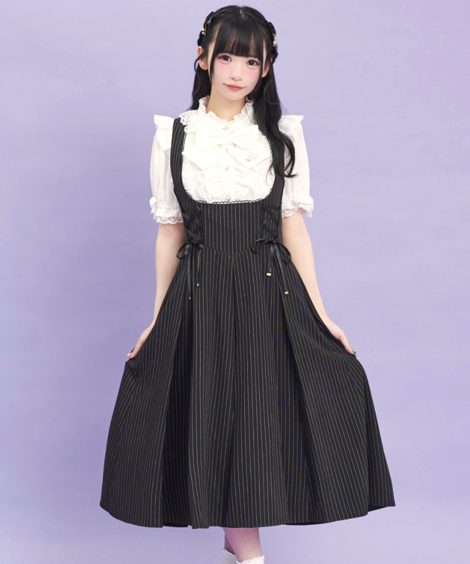 シークレットハニー Secret Honey レースアップミディジャンパードレス (クロ) クロ