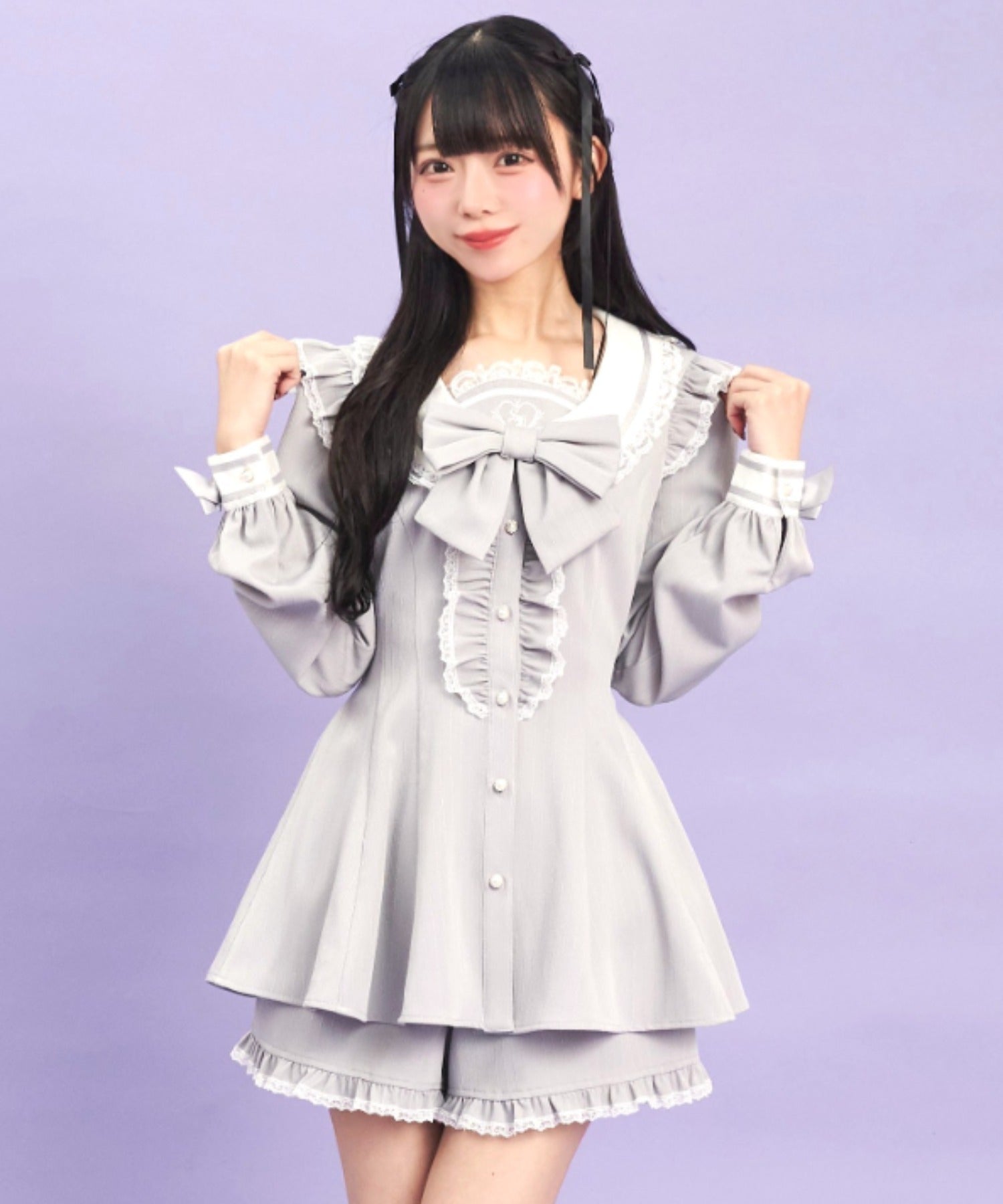 シークレットハニー Secret Honey Uネックカラーセットアップ (グレー) グレー