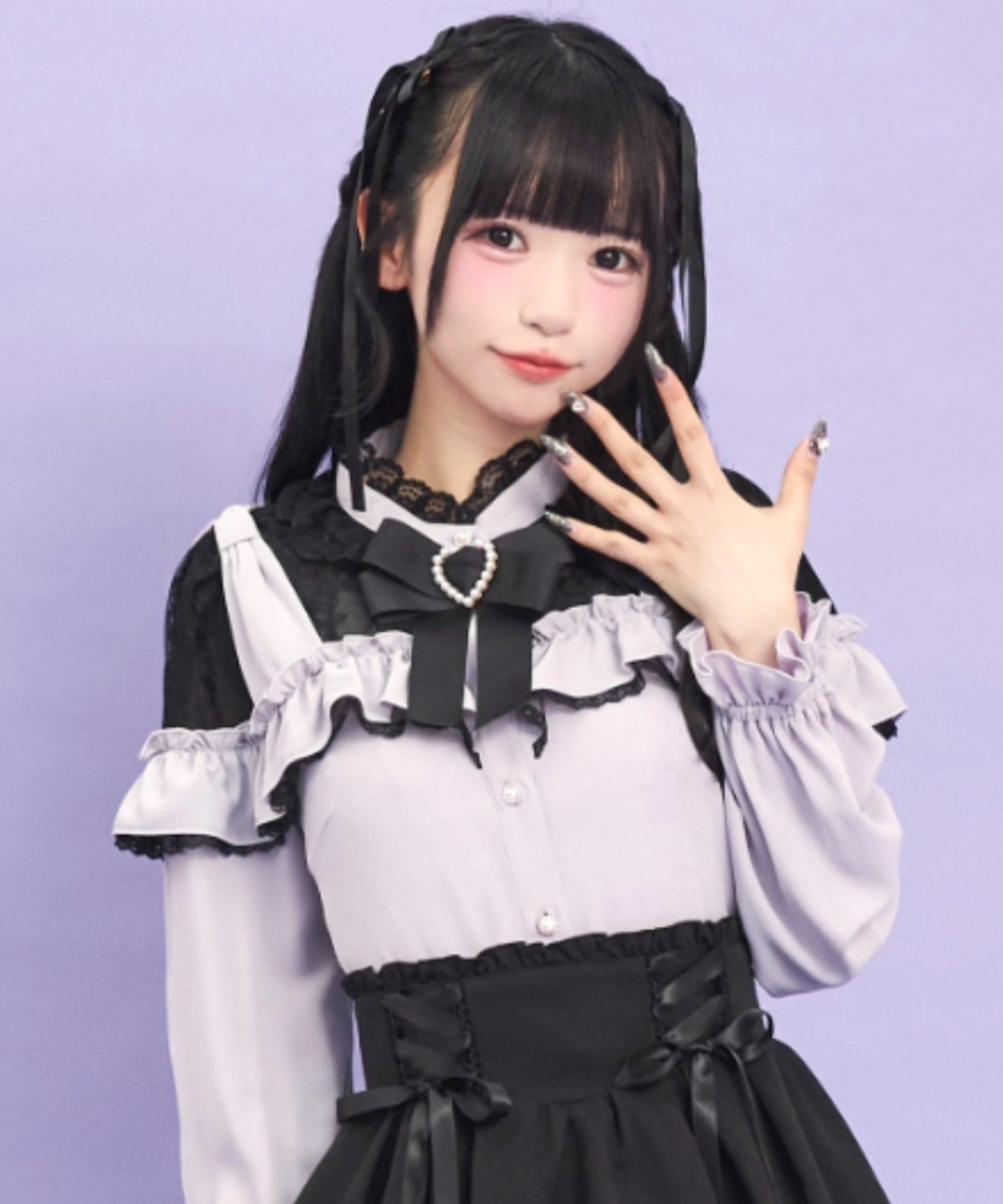 シークレットハニー Secret Honey ショルダーリボンブラウス (グレー) グレー